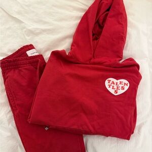 TALENTLESS Red Hoodie and Joggers Set